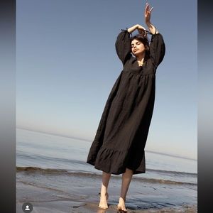 Harly Jae Paysanne Black Linen Baby Doll Dress XS